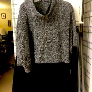 Fleece pullover grey and black